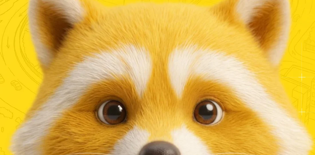 The Urbanese mascot peeking up from the bottom of the frame